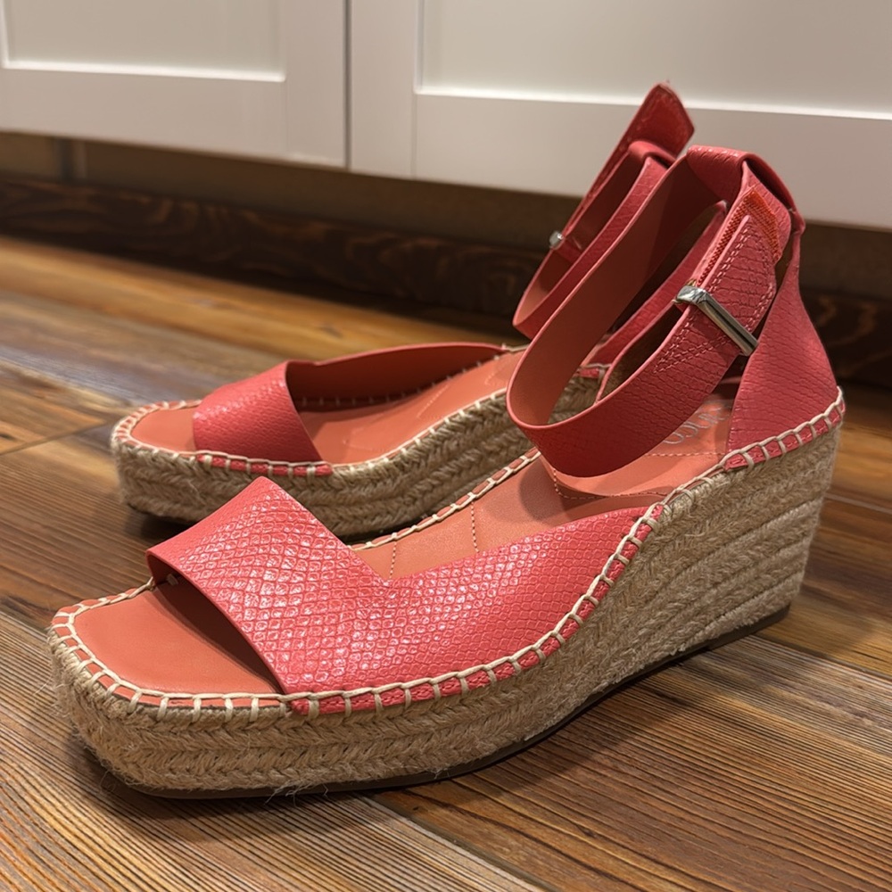 Coral Espadrille Wedge Sandals